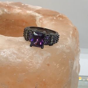 Black with Purple Stone ring size 8